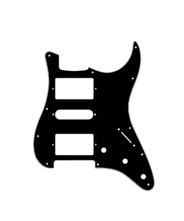 Pickguard Pelindung Body Gitar Stratocaster Black 11H H-S-H 3Ply 1
