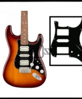 Pickguard Pelindung Body Gitar Stratocaster Black 11H H-S-H 3Ply