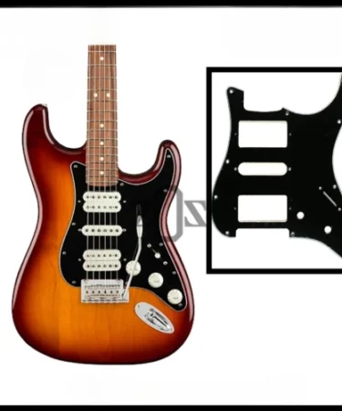 Pickguard Pelindung Body Gitar Stratocaster Black 11H H-S-H 3Ply