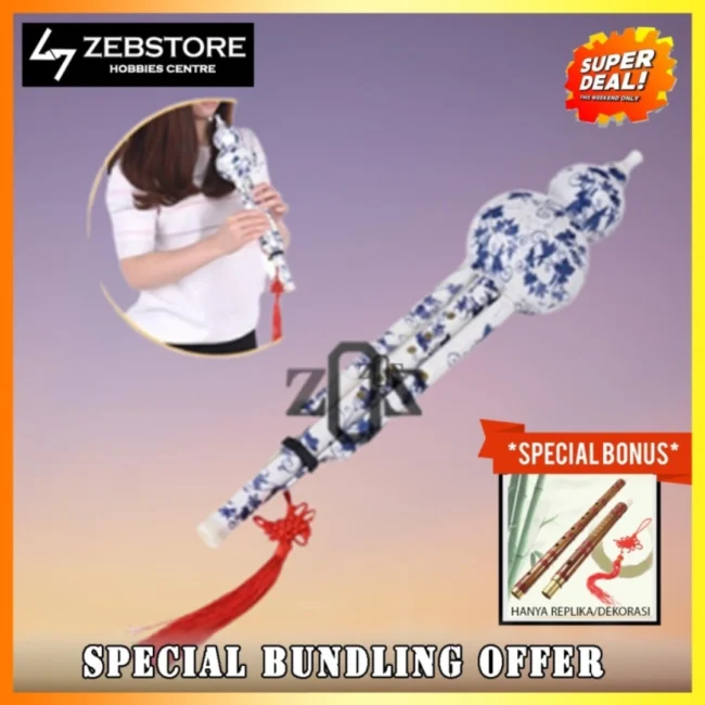 Seruling Suling Flute Hulusi Labu Key C Etnik Tradisional China | The reeds blend to produce a pure and soft tone. Faux born ox mouthpiece, non-toxic and eco-friendly.