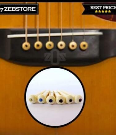 Paku Gitar Pin Bridge Akustik Acoustic Ivory Celluloid 6Pcs