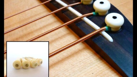 Paku Gitar Pin Bridge Bass Premium Gold Flash Ivory 4Pcs