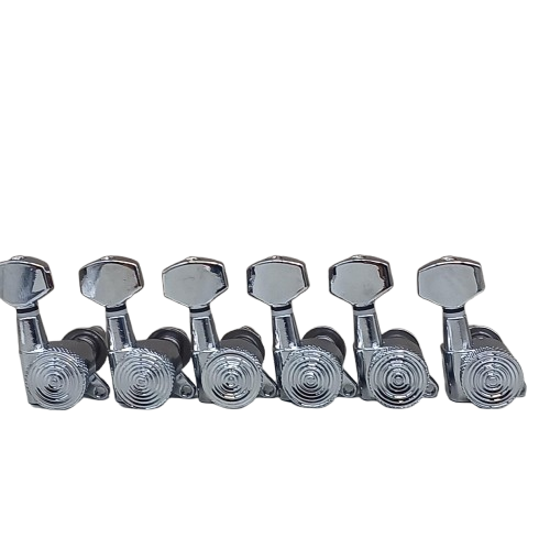Dryer Tuning Machine Peg Pemutar Senar Locking Knurl 6 In Line Chrome - Image 3