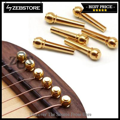 Paku Gitar Guitar Pin Bridge Akustik Acoustic Metal Gold 6 Pcs