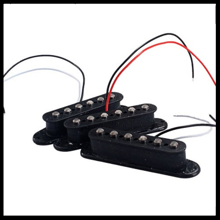 Pickup Gitar Elektrik Electric Single Coil Jinwoo Black Set 3pcs - Image 3