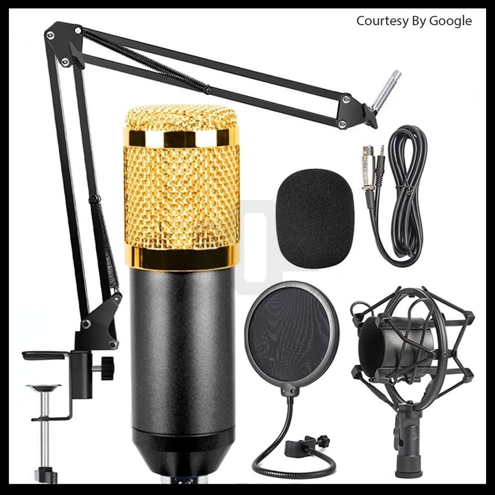 Microphone Condenser BM-800 Scissor Arm Stand Phantom Power Filter Set