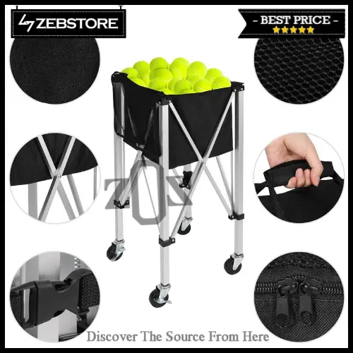 Tempat Keranjang Basket Bola Tenis Tennis Cart Portable Rolling Silent Roda