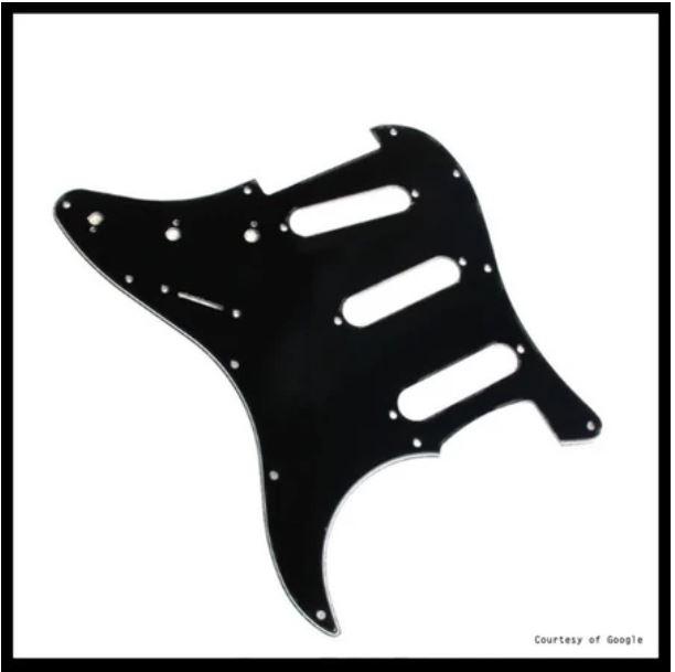 Pickguard Pelindung Body Gitar Stratocaster Black 11H S-S-S 3Ply - Image 3