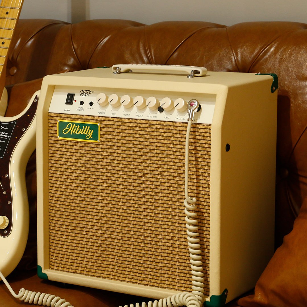 Amplifier Guitar Hibilly Retro 30R watt 10 Inch Transistor Analog Spring Reverb Clean Distortion